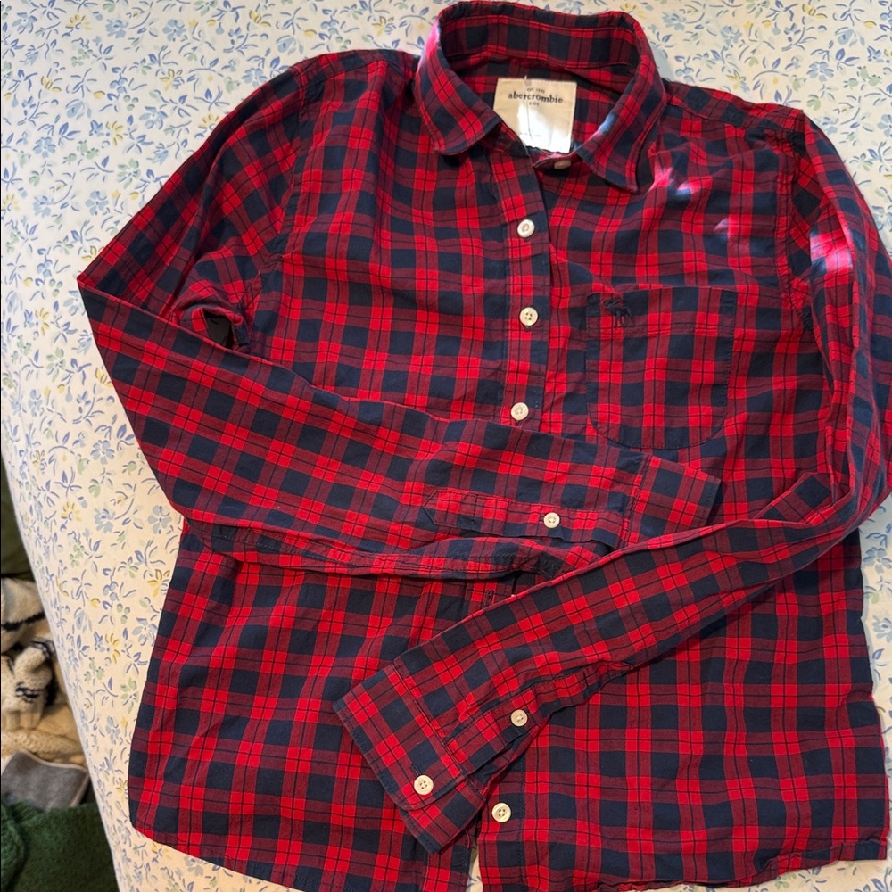 Abercrombie Kids Red and Blue Checkered Button-Down Shirt